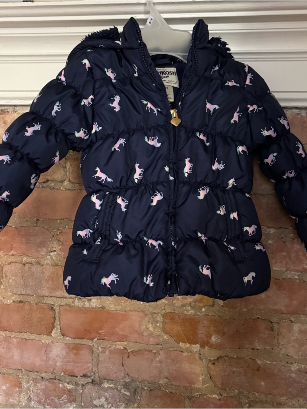 OshKosh B'gosh Navy Unicorn Print Puffer Coat